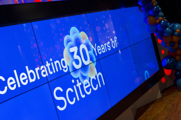 Celebrating 30 Years of Scitech. Text.