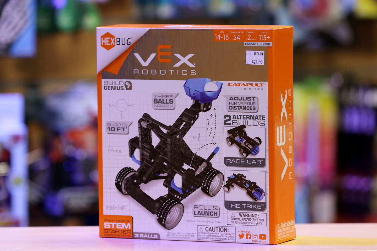 A vex robotic toy kit race car and trike from The Scitech Discovery Shop