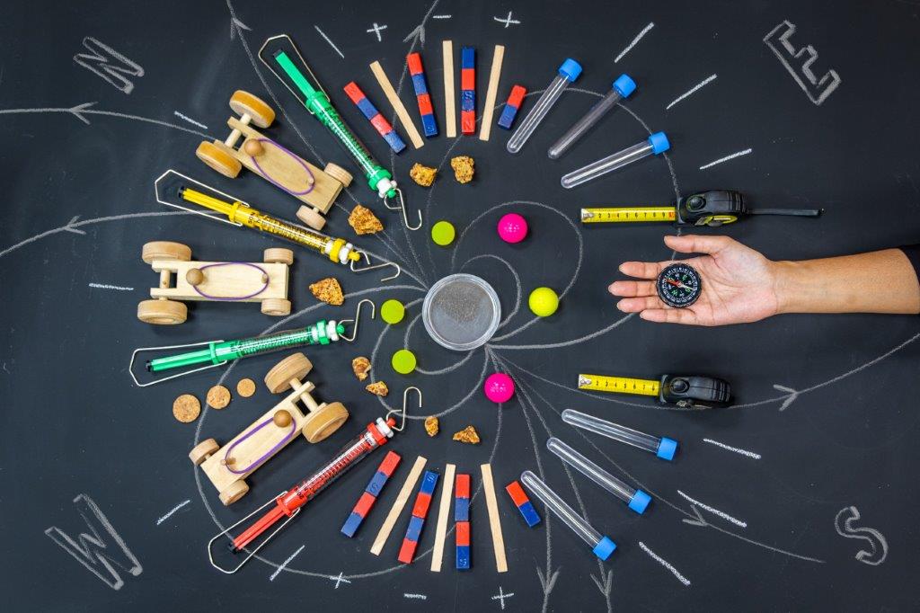 Contents of a DIY kit for physical sciences.