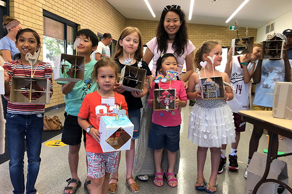 Children from the WA Foundation for Deaf Children show off their simple machine