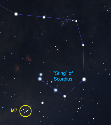 Diagram of Messier 7 under the 